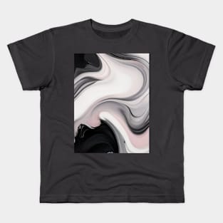 Blush and Payne's Grey Flowing Abstract Painting black color Kids T-Shirt